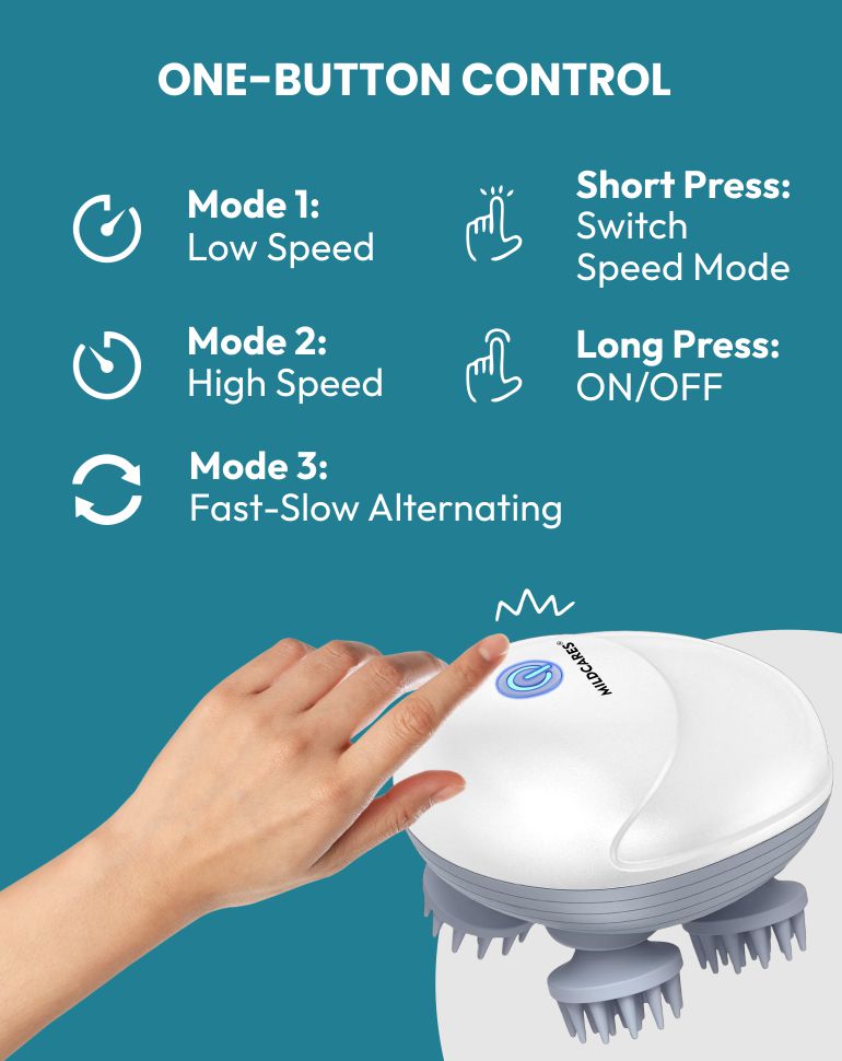 Smart Scalp Massager | Rechargeable & Portable Head Massager with 4 Rotating Nodes for Hair Growth, Relaxation & Stress Relief Massager